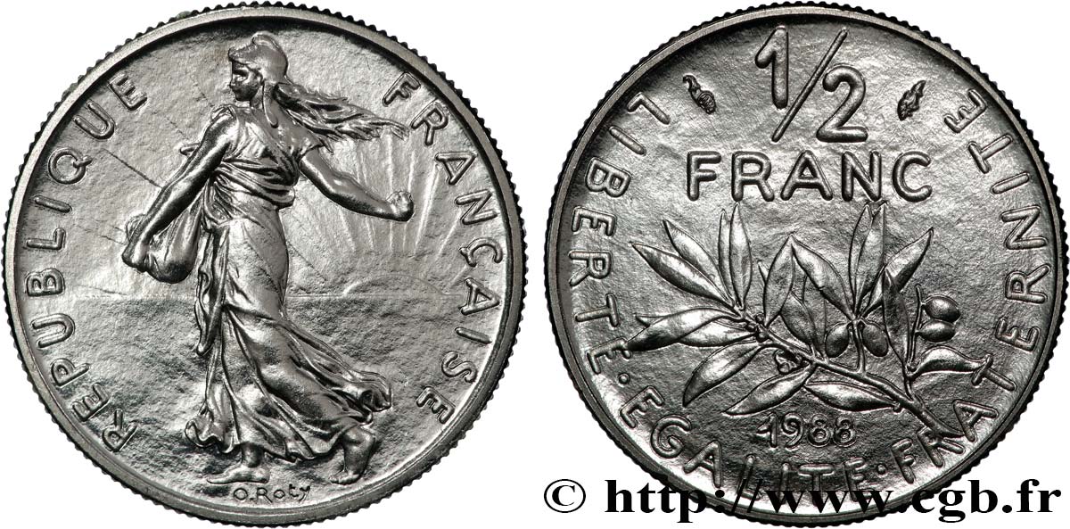 1/2 franc Semeuse 1988 Pessac F.198/27 MS 