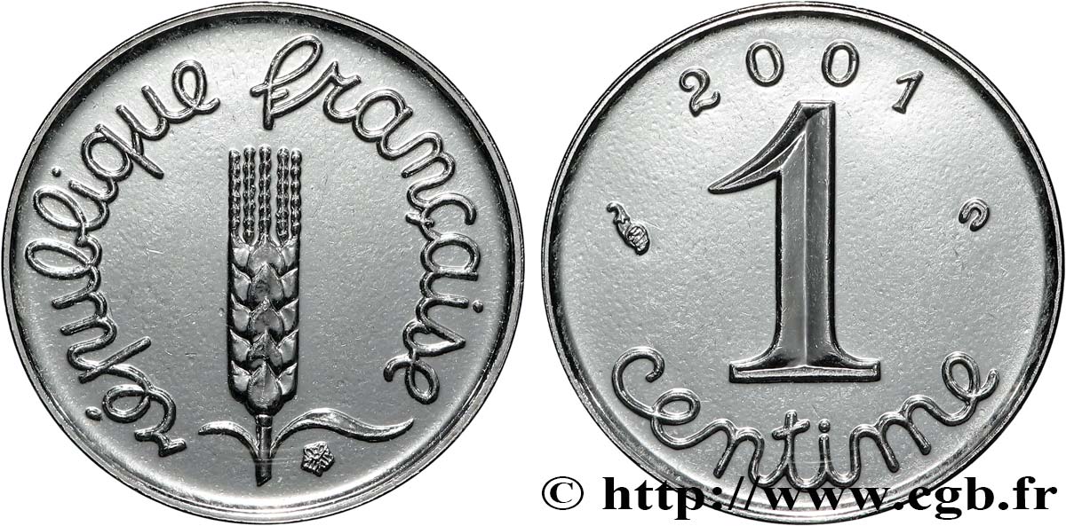 1 centime Épi, BU (Brillant Universel) 2001 Pessac F.106/62 FDC 