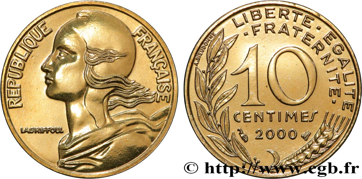 10 centimes Marianne, BU (Brillant Universel) 2000 Pessac F.144/44 FDC 