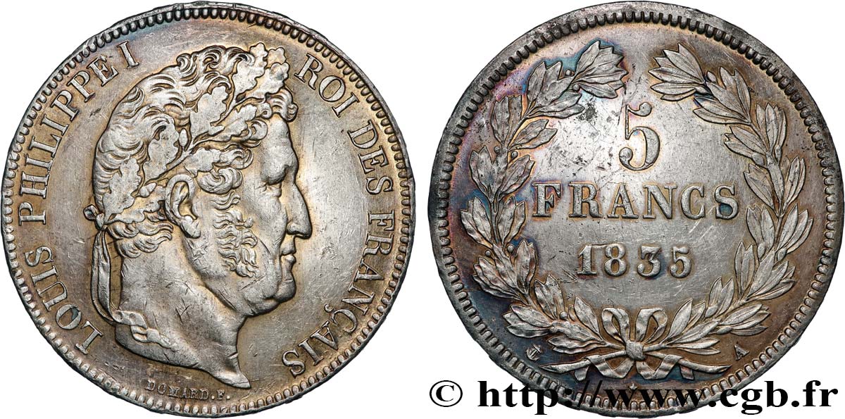 5 francs IIe type Domard 1835 Paris F.324/42 fVZ 