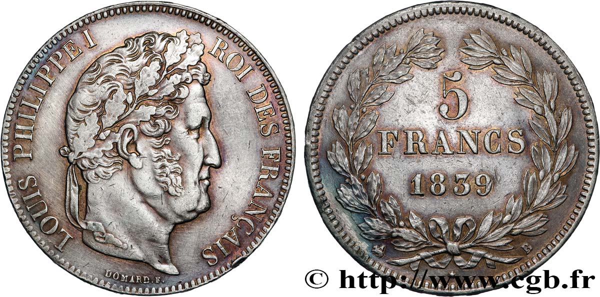 5 francs IIe type Domard 1839 Rouen F.324/76 MBC+ 