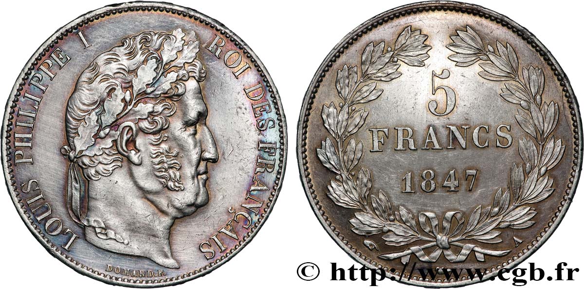 5 francs IIIe type Domard 1847 Paris F.325/14 TTB+/SUP 