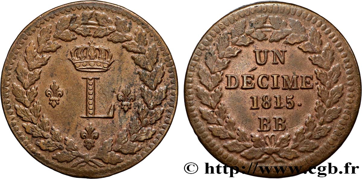 Un décime à l’L couronnée 1815  Strasbourg F.132A/3 SUP58 