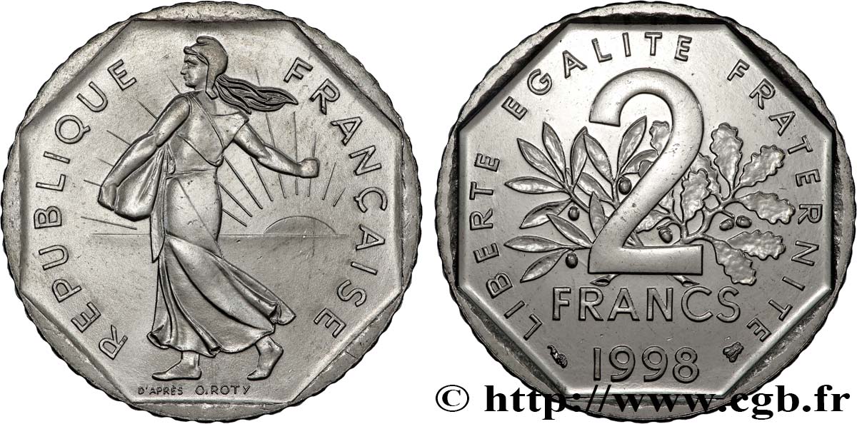 2 francs Semeuse, nickel, BU (Brillant Universel) 1998 Pessac F.272/26 FDC 