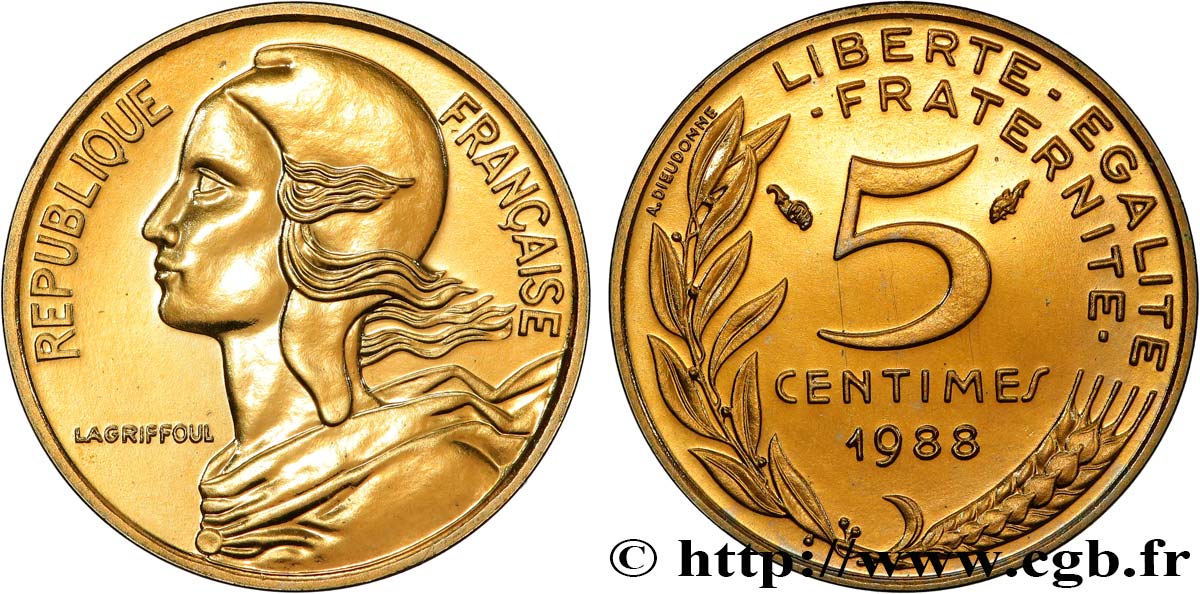 5 centimes Marianne, Brillant Universel 1988 Pessac F.125/24 FDC 