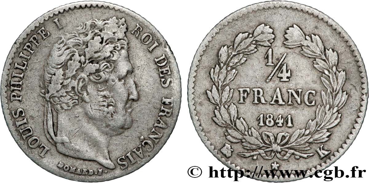 1/4 franc Louis-Philippe 1841 Bordeaux F.166/87 XF40 