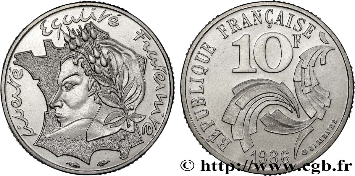 10 francs Jimenez, Brillant Universel 1986  F.373/2 FDC 