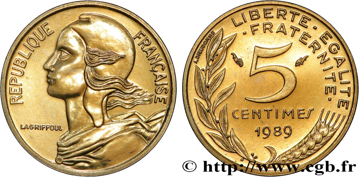 5 centimes Marianne, Brillant Universel 1989 Pessac F.125/25 FDC 