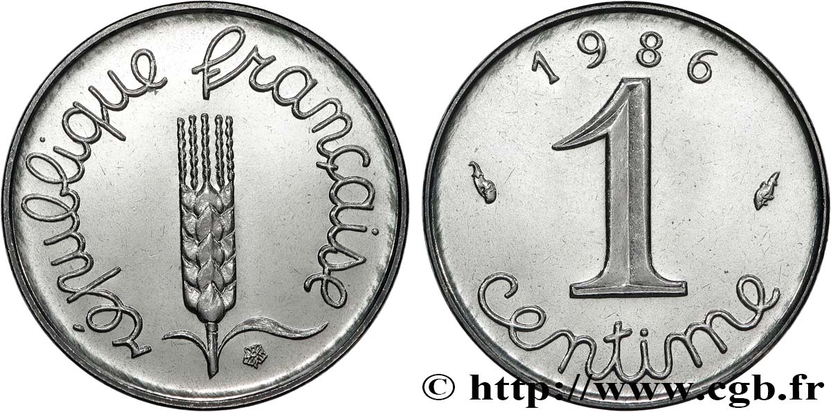 1 centime Épi, Brillant Universel 1986 Pessac F.106/43 MS 