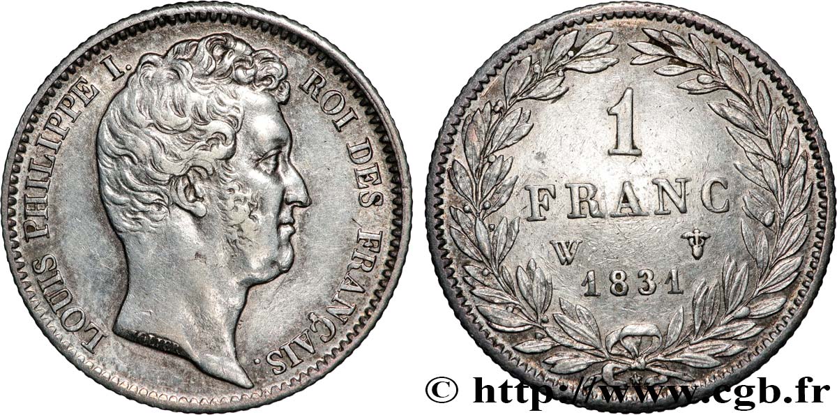 1 franc Louis-Philippe, tête nue 1831 Lille F.209/12 TTB+ 