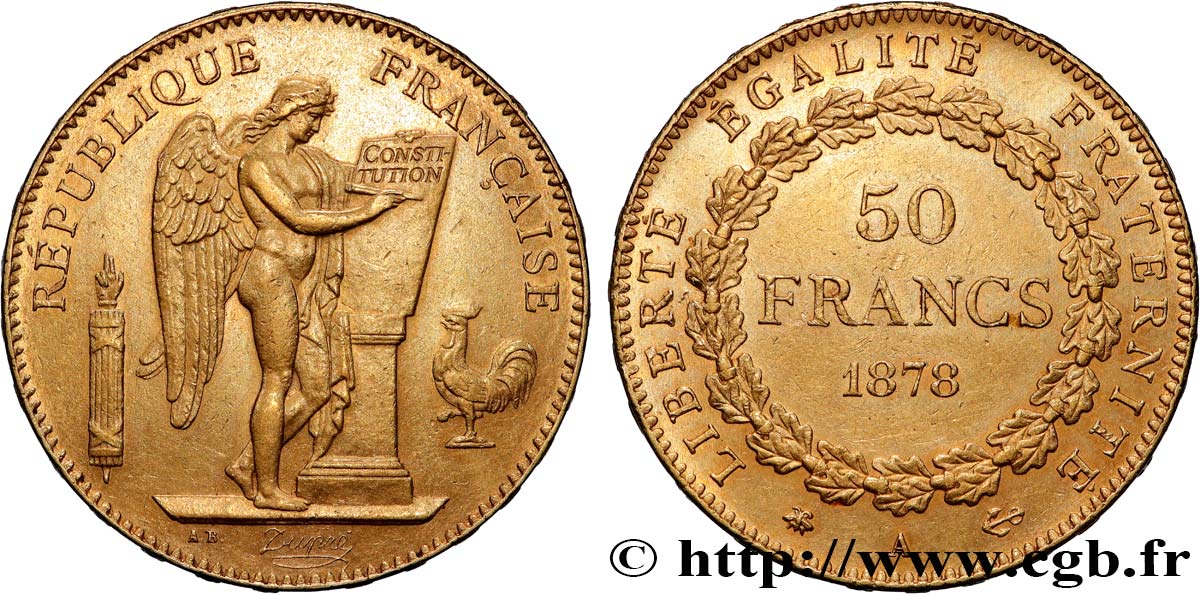 50 francs or Génie 1878 Paris F.549/1 TTB53 