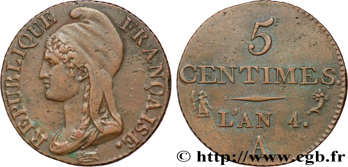 5 centimes Dupré, petit module 1796 Paris F.113/1 VZ55 