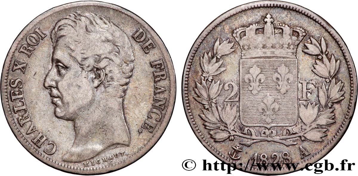 2 francs Charles X 1828 Paris F.258/36 TB 