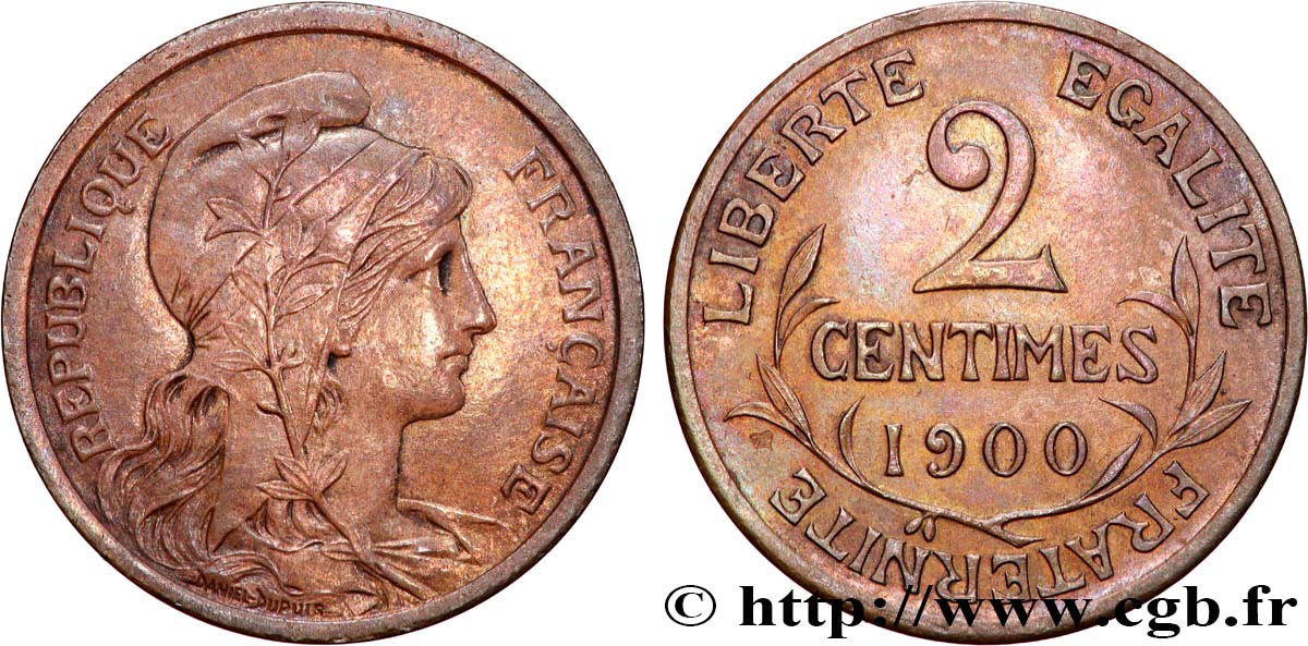 2 centimes Daniel-Dupuis 1900 Paris F.110/4 MBC+ 