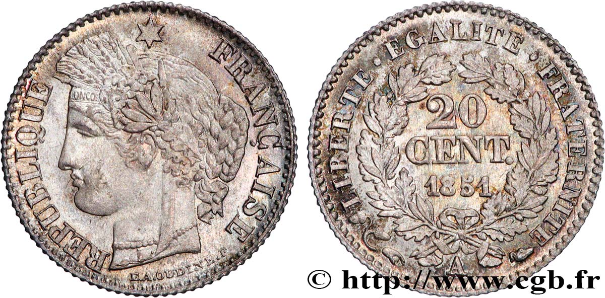 20 centimes Cérès, IIe République 1851 Paris F.146/7 SC63 
