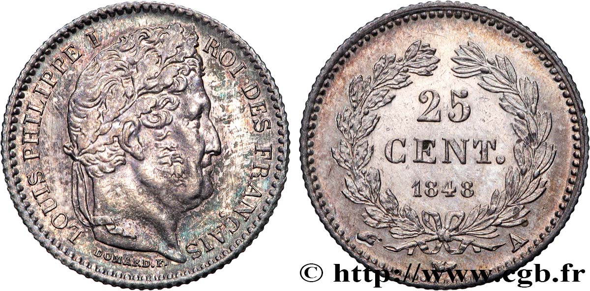 25 centimes Louis-Philippe 1848 Paris F.167/12 AU 