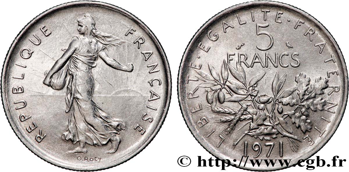 5 francs Semeuse, nickel 1971 Paris F.341/3 SUP 