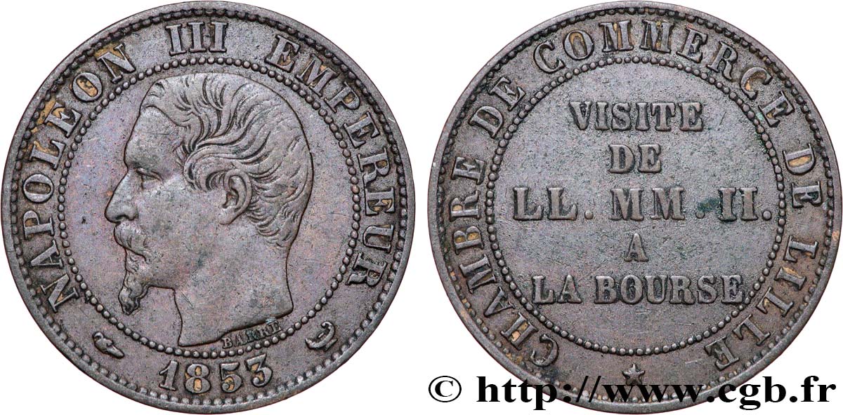 Module de cinq centimes, Visite impériale à Lille les 23 et 24 septembre 1853 1853 Lille VG.3367  TTB45 