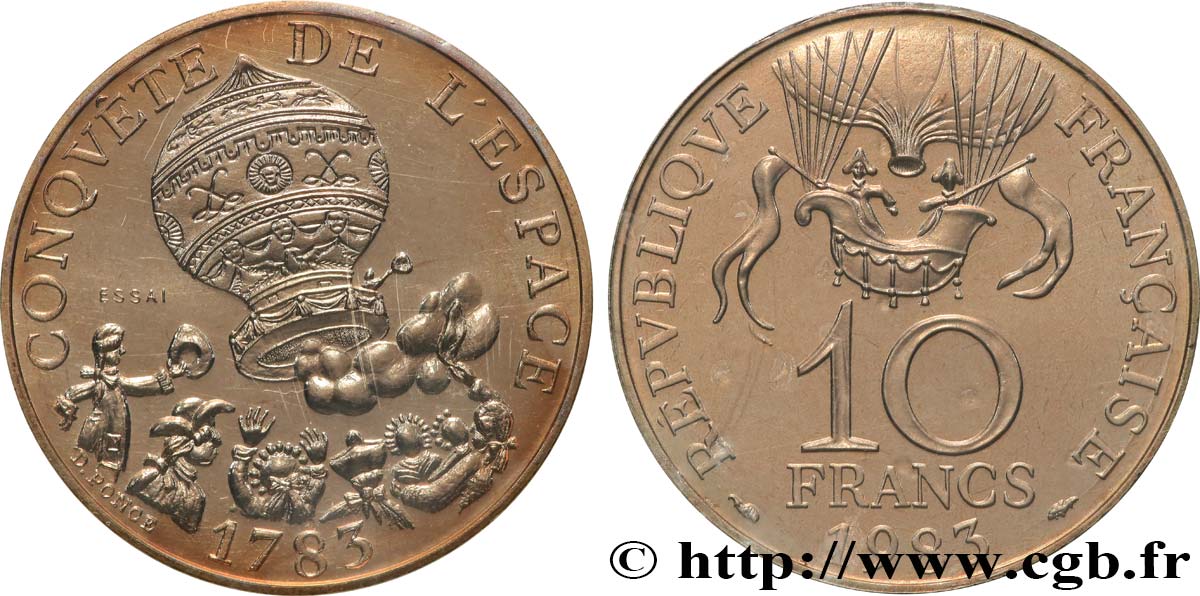 Essai de 10 francs Conquête de l’Espace, tranche B 1983 Pessac F.367/1 FDC 