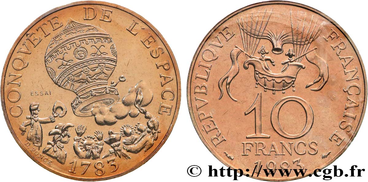 Essai de 10 francs Conquête de l’Espace, tranche B 1983 Pessac F.367/1 ST 