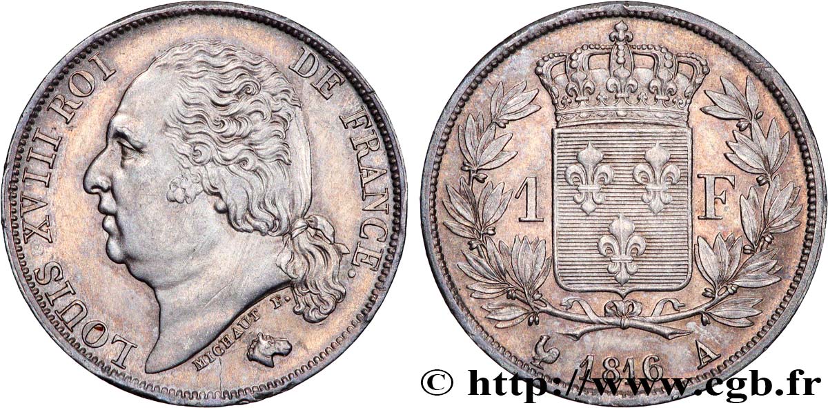 1 franc Louis XVIII 1816 Paris F.206/1 AU 