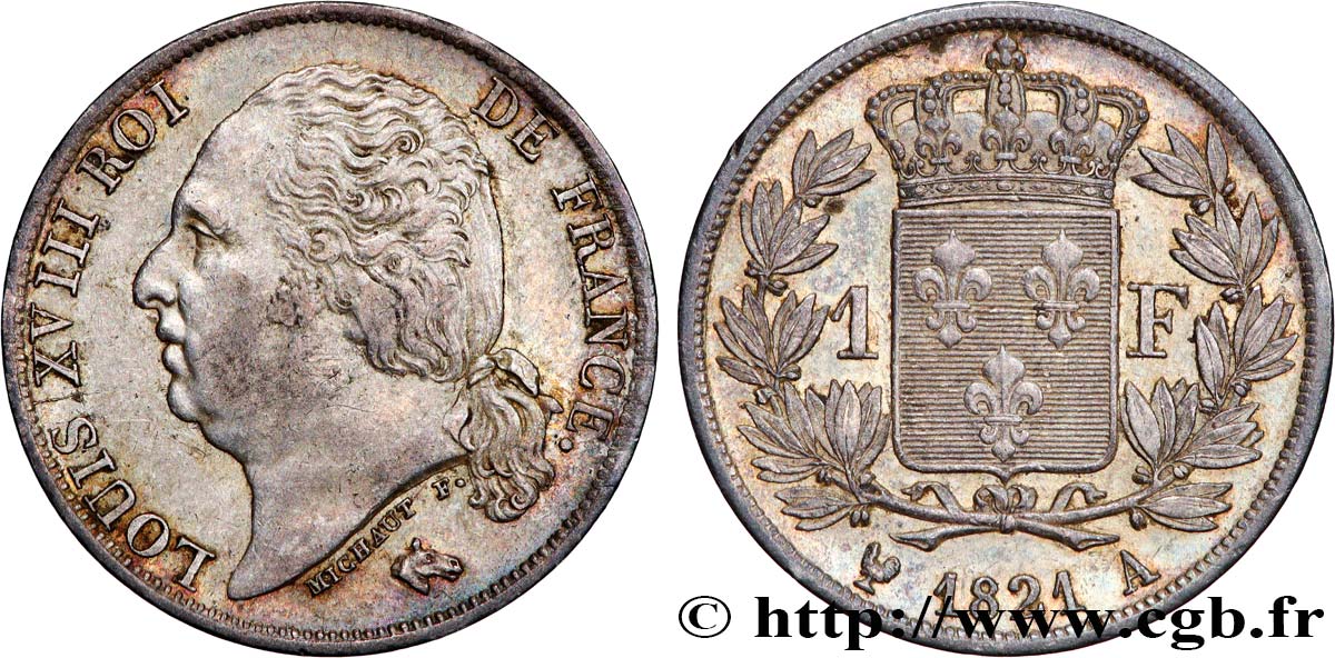 1 franc Louis XVIII 1821 Paris F.206/36 SUP55 