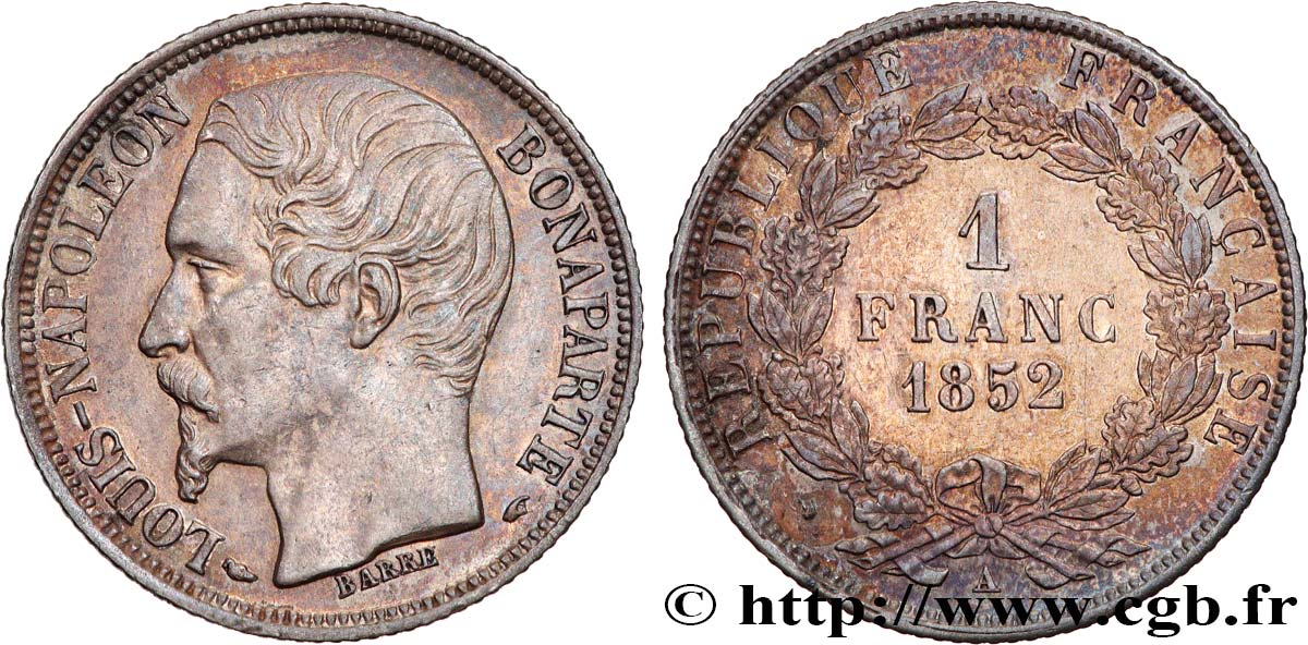 1 franc Louis-Napoléon 1852 Paris F.212/1 EBC55 