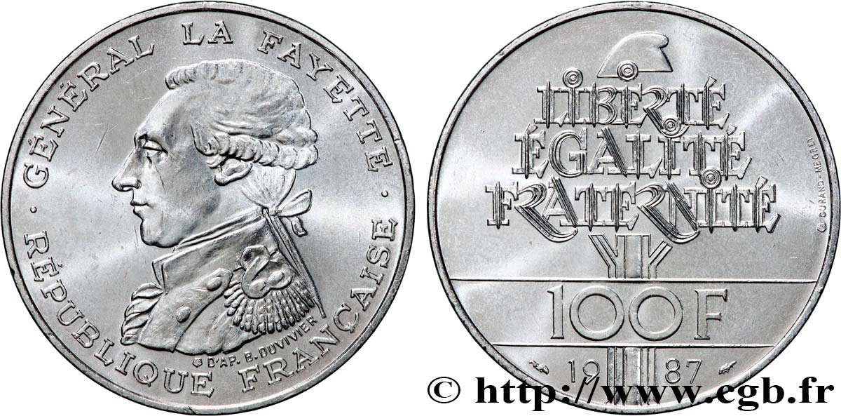 100 francs Égalité - La Fayette 1987  F.455/2 SUP 