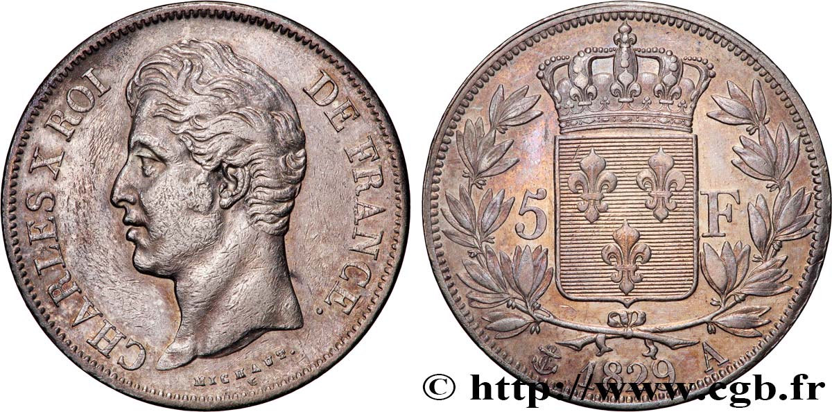 5 francs Charles X, 2e type 1829 Paris F.311/27 TTB 