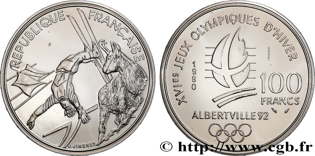 Essai BU 100 francs - Ski acrobatique / Chamois 1990 Paris F.1610 2 ST 