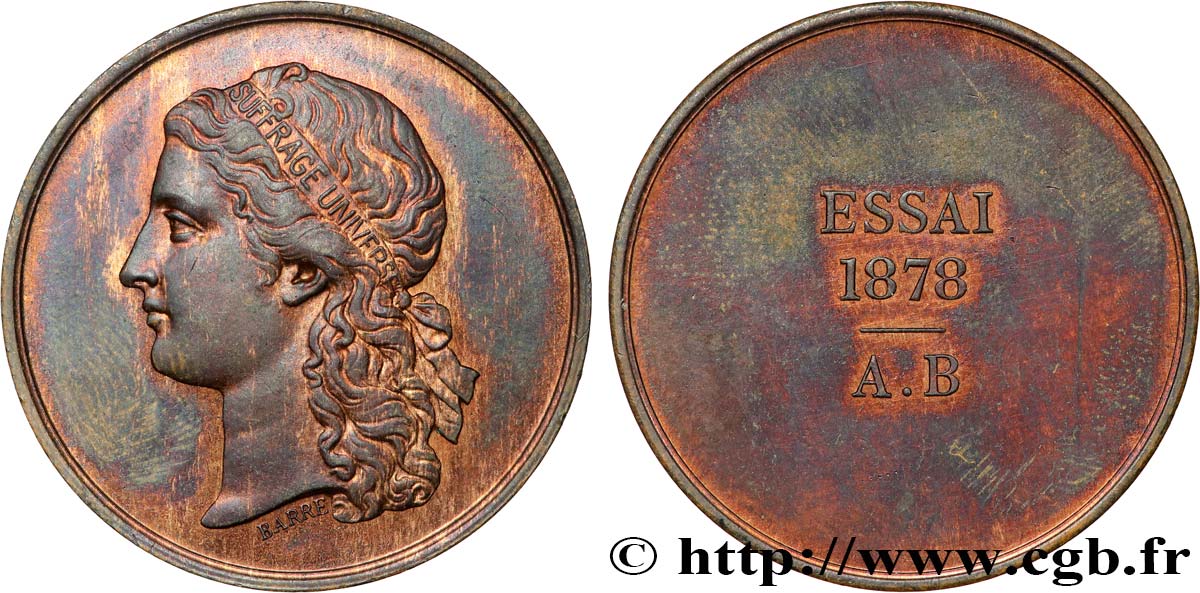 Essai de la médaille frappée à l’Exposition Universelle 1878  VG.3913  SC63 