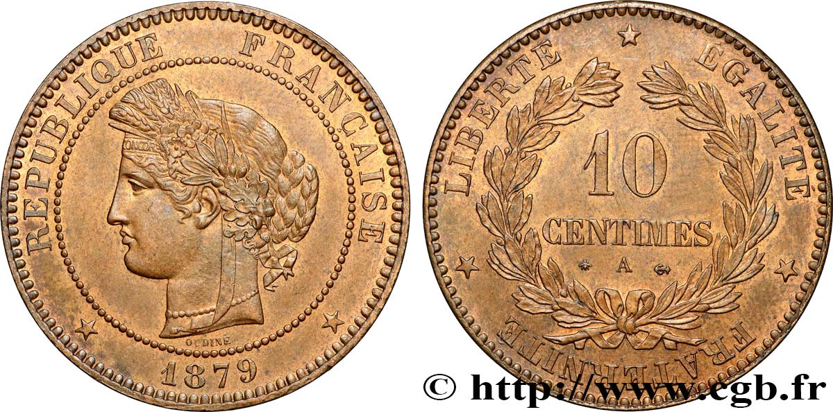 10 centimes Cérès 1879 Paris F.135/22 MS62 