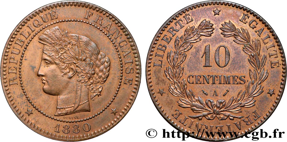 10 centimes Cérès 1880 Paris F.135/24 SUP+ 