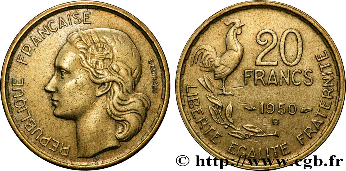20 francs G. Guiraud 1950 Beaumont-Le-Roger F.402/4 SUP 