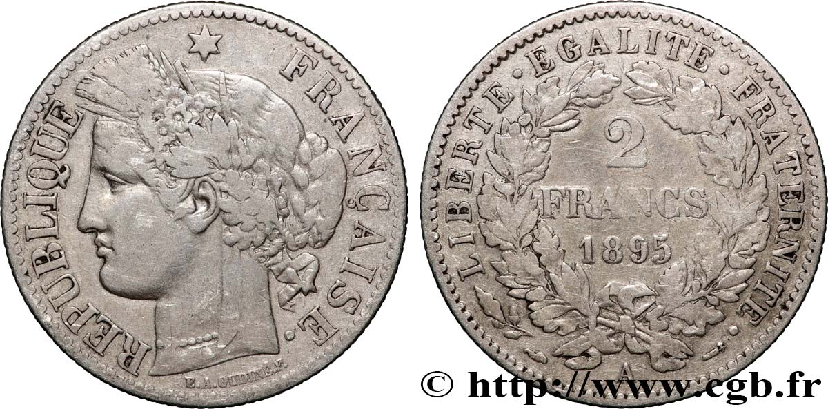 2 francs Cérès, avec légende 1895 Paris F.265/17 VF 
