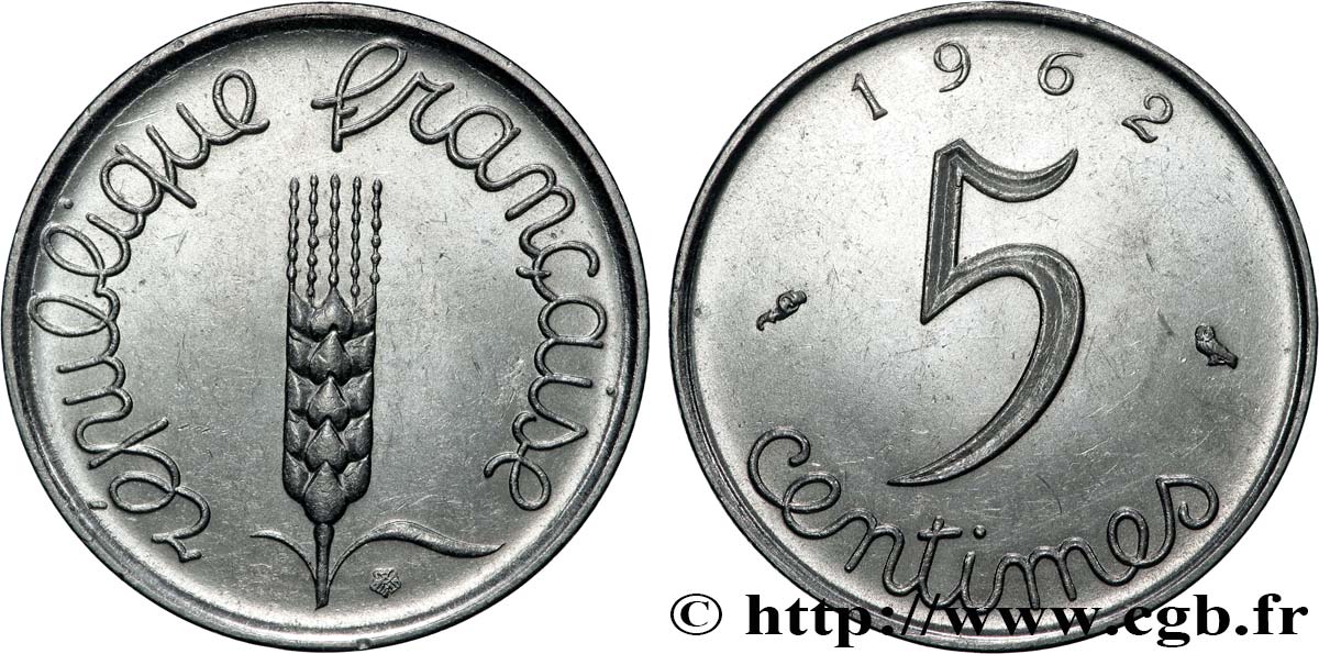 5 centimes Épi 1962  F.124/4 EBC 