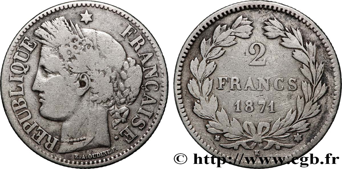 2 francs Cérès, sans légende 1871 Bordeaux F.264/4 VF 