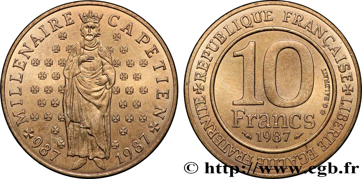 10 francs Millénaire Capétien 1987  F.371/2 fST 