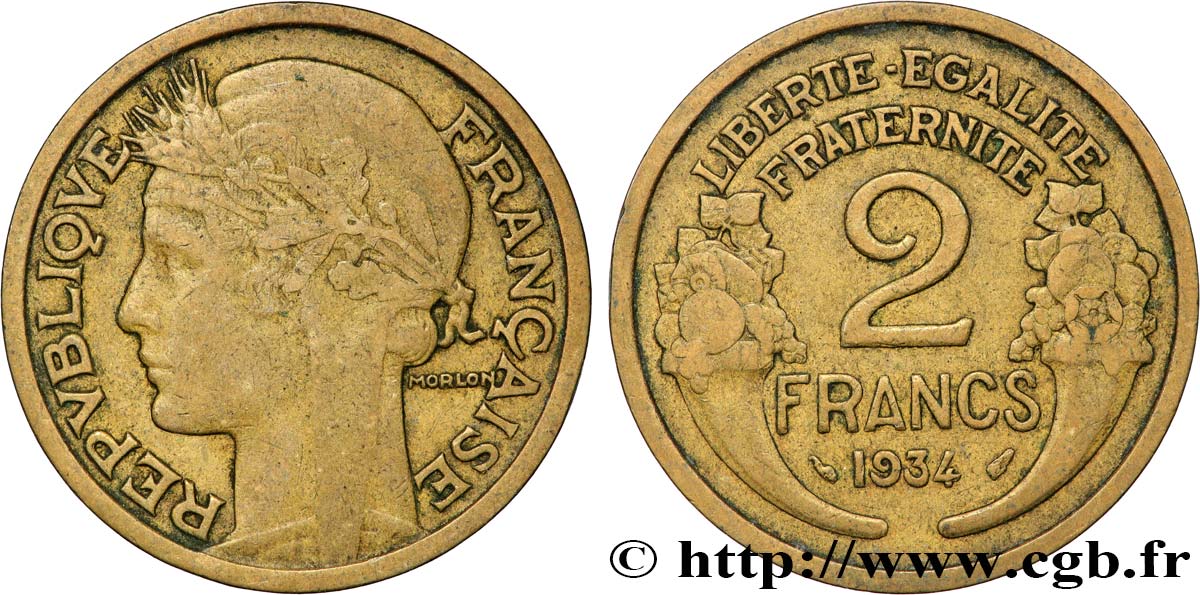2 francs Morlon 1934  F.268/7 VF 