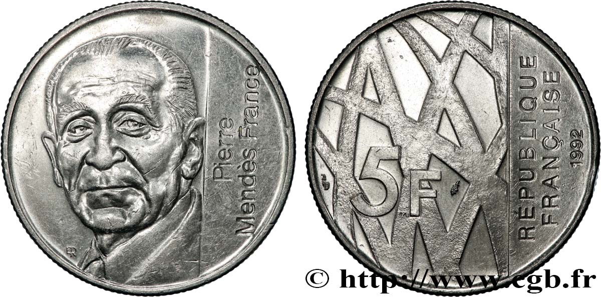 5 francs Mendès-France 1992  F.343/2 MS 