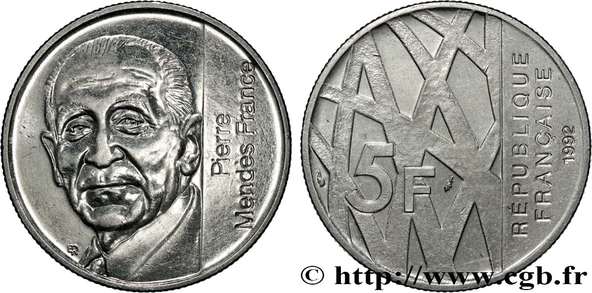 5 francs Mendès-France 1992  F.343/2 VZ+ 