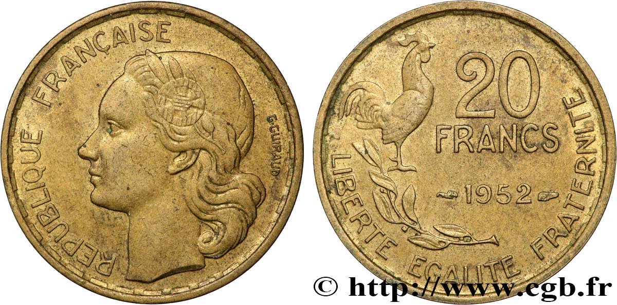 20 francs G. Guiraud 1952  F.402/9 SUP 