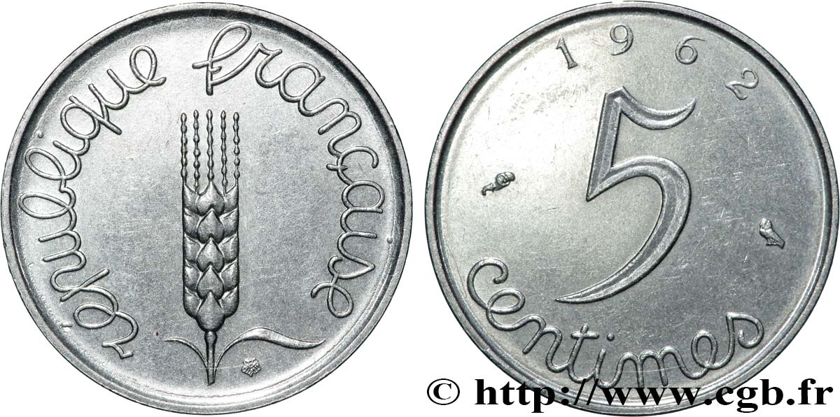 5 centimes Épi 1962  F.124/4 SUP62 