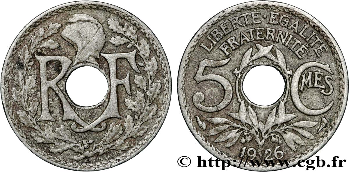 5 centimes Lindauer, petit module 1926  F.122/11 VF 