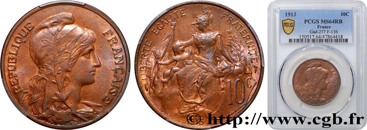10 centimes Daniel-Dupuis 1913  F.136/22 MS64 PCGS