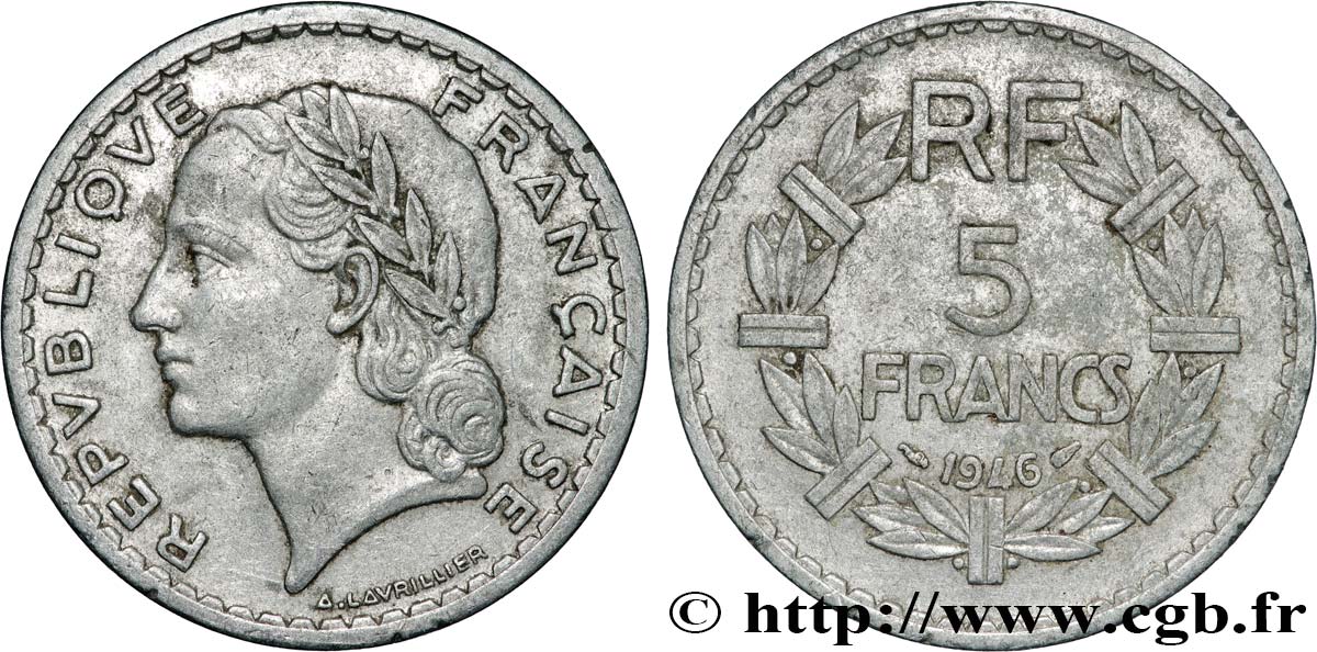 5 francs Lavrillier, aluminium 1946  F.339/6 VF 