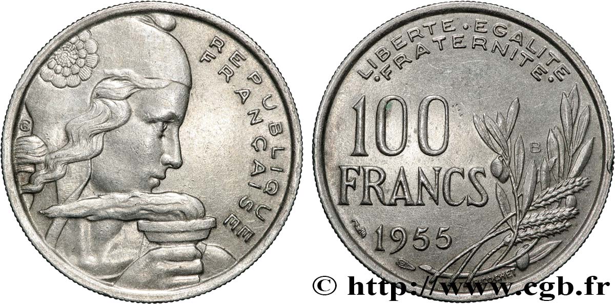100 francs Cochet 1955 Beaumont-le-Roger F.450/6 MBC+ 