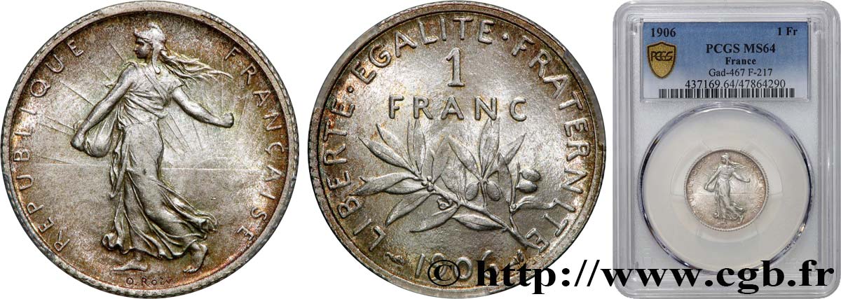 1 franc Semeuse 1906 Paris F.217/11 MS64 PCGS