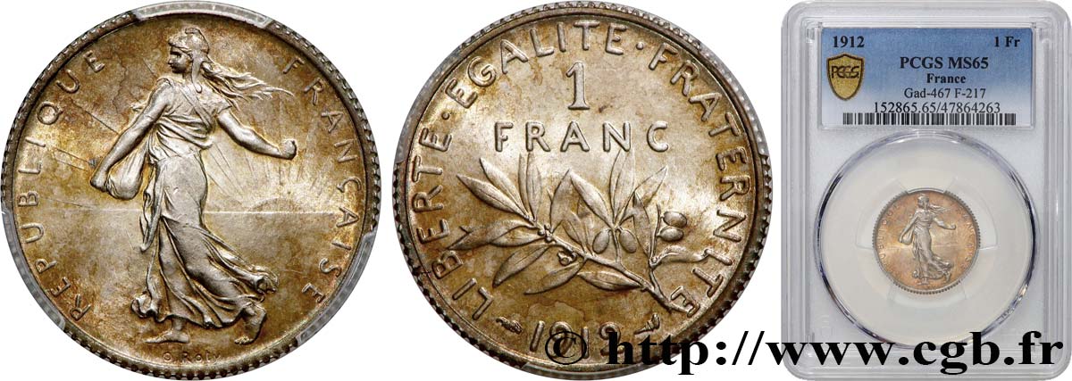1 franc Semeuse 1912 Paris F.217/17 FDC65 PCGS