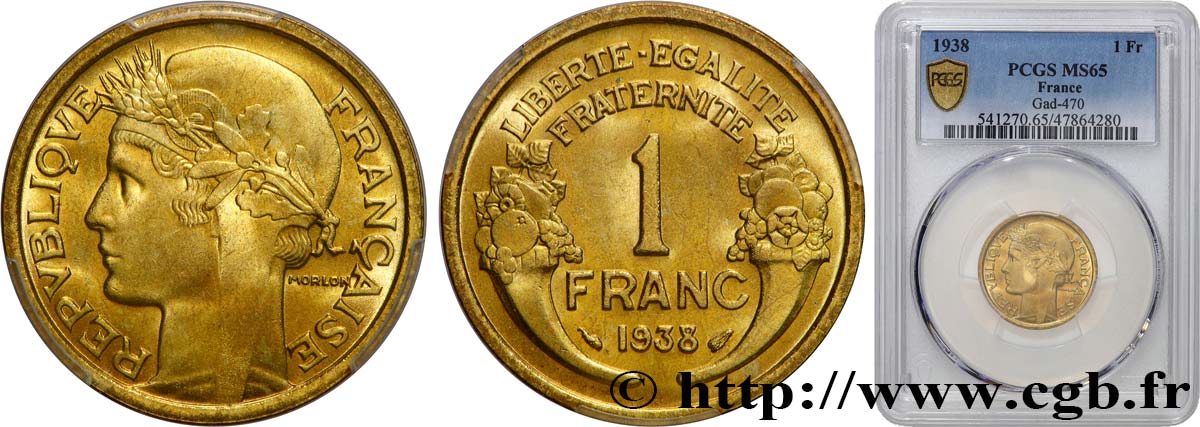 1 franc Morlon 1938 Paris F.219/9 FDC65 PCGS